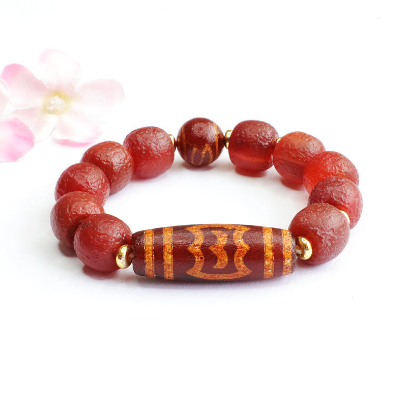 Heavenly Bead Red Agate Bracelet with Sterling Silver