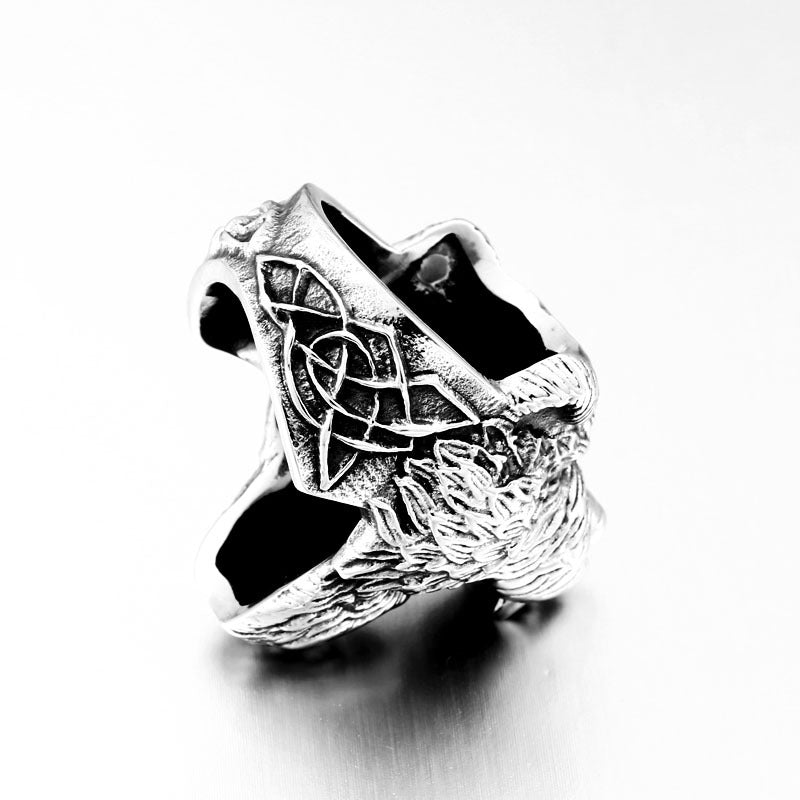 Viking Bear Man Stainless Steel Personality Ring for Men - Retro Wholesale Jewelry