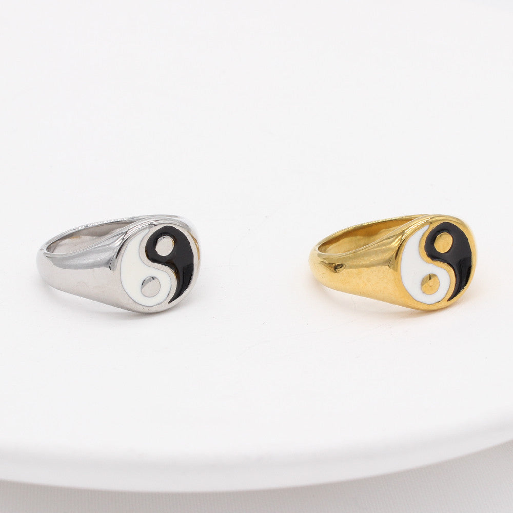 Yin and Yang Titanium Ring for Men and Women