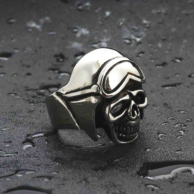 Punk-Inspired Titanium Steel Skull Ring for Men - Retro Hipster Style