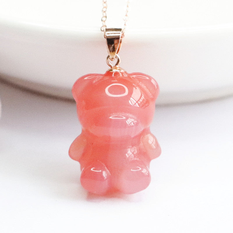 Sterling Silver Agate Bear Necklace from Planderful Collection