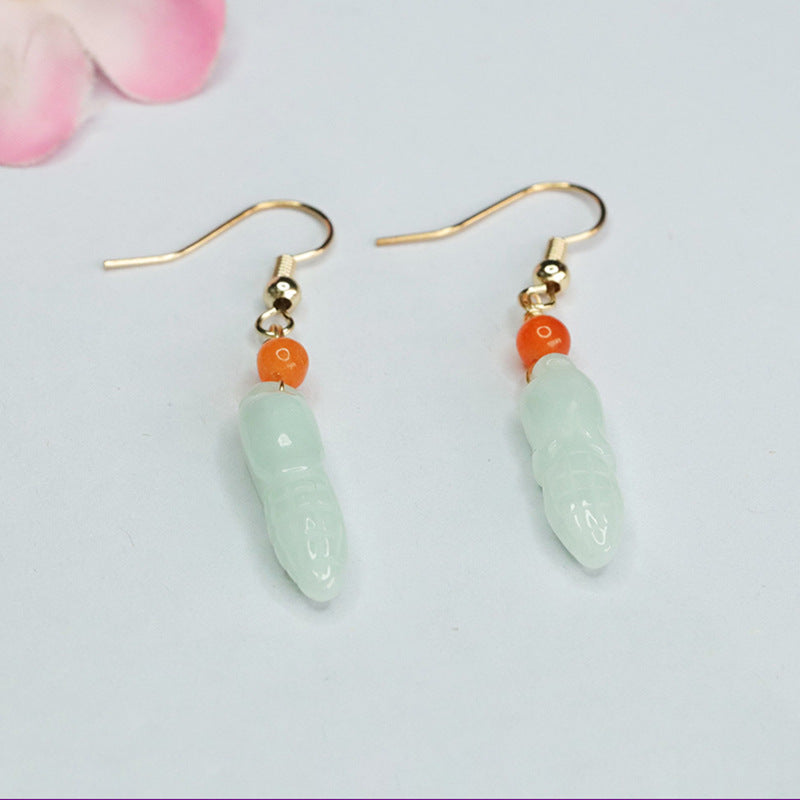 Fine Jade Fortune Earrings with Sterling Silver Hook