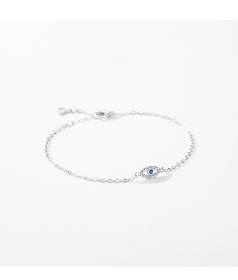 Elegant Sterling Silver Blue Eye Bracelet for Women