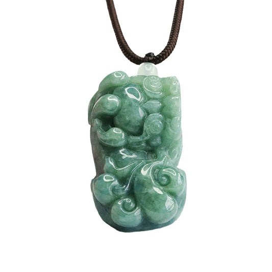 Jade Fortune Pixiu Sterling Silver Pendant