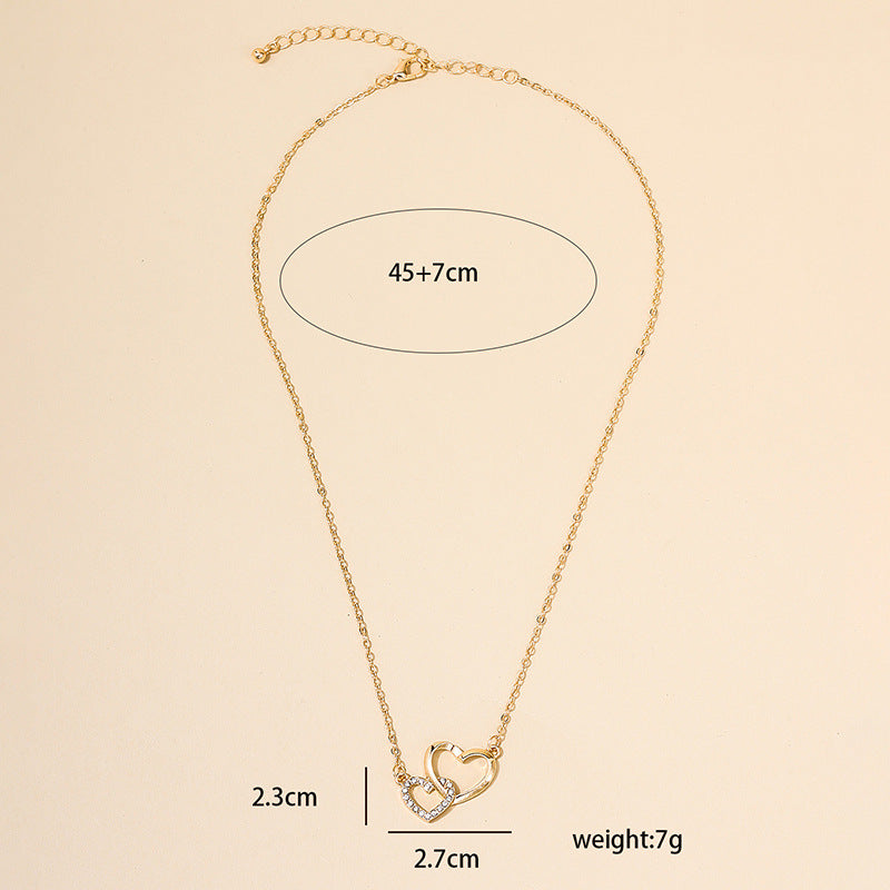 European & American Fashion Double-Ring Love Necklace - Elegant Ladies Pendant Jewelry