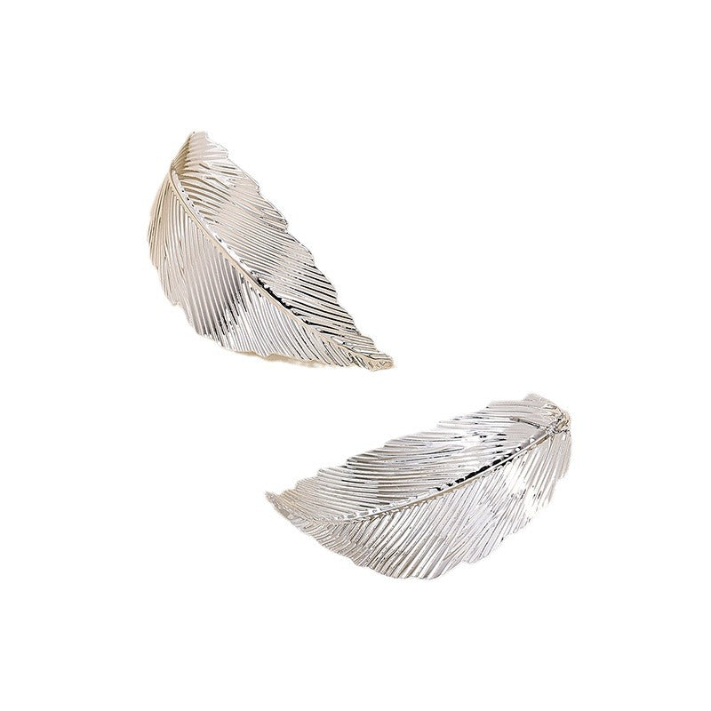 Feathered Metal Leaf Earrings with a Vintage Vibe