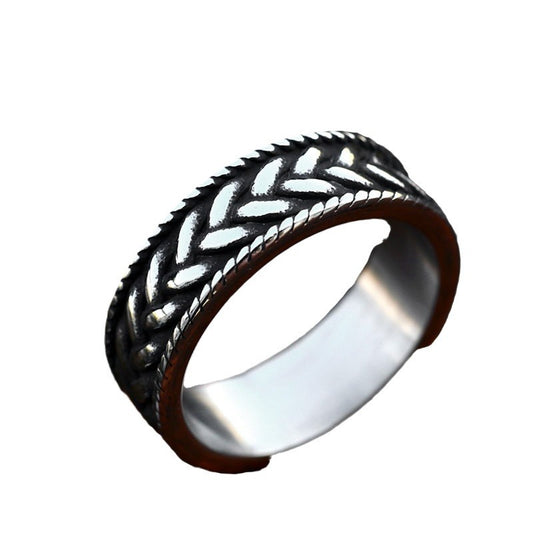 Minimalist Nordic Retro Titanium Steel Men's Ring - Wholesale Trendy Jewelry