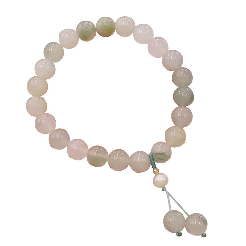 Tianshan Jade Bracelet with 8mm Beads - Sterling Silver Jewelry for Girlfriends