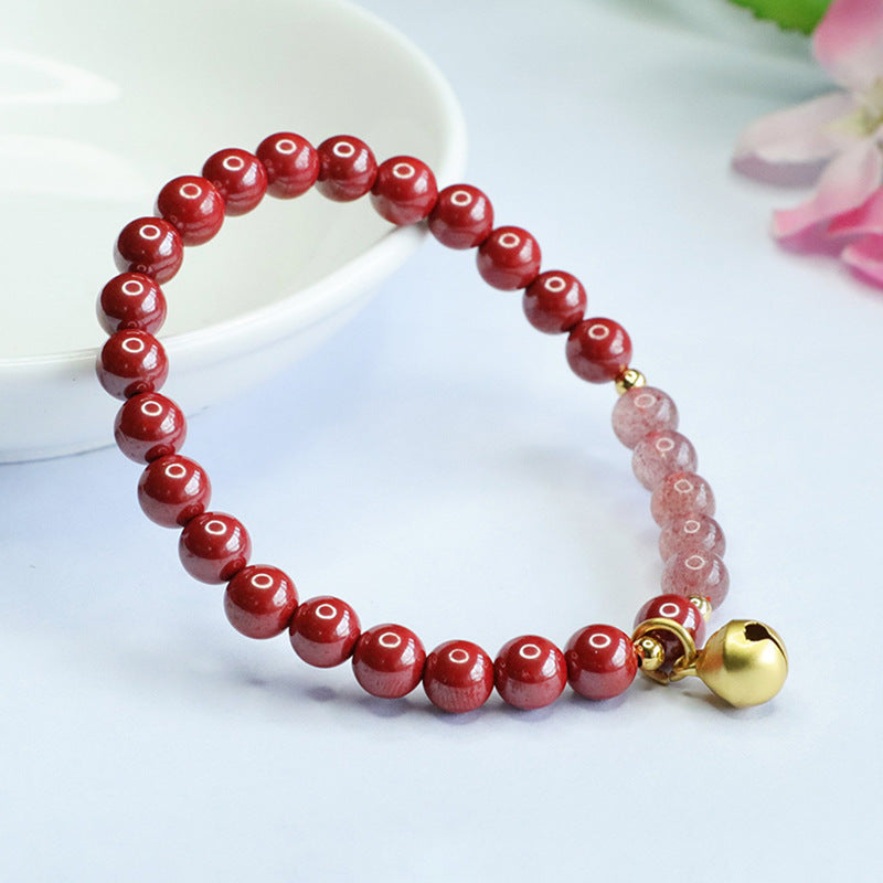 Emperor's Strawberry Crystal and Cinnabar Sterling Silver Bracelet