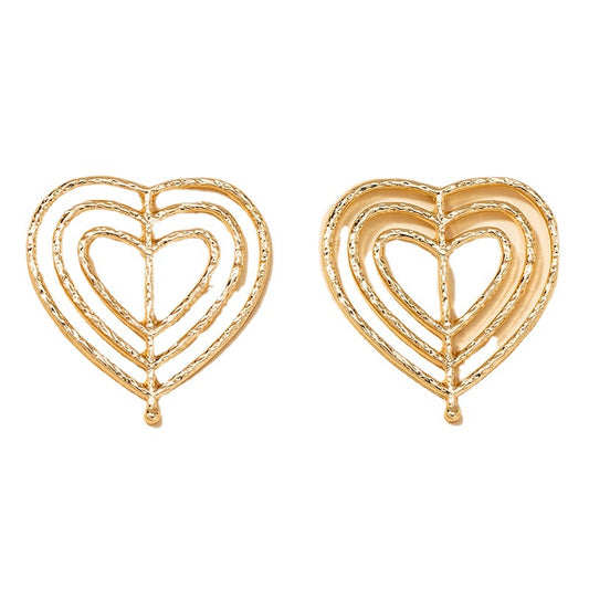 European Style Metal Peach Heart Earrings - Vienna Verve Collection