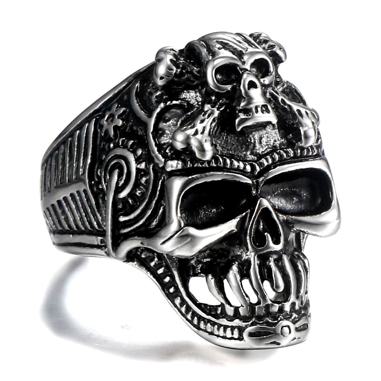 Skull-Inspired Titanium Steel Ring for Men - Retro Personalized Jewelry