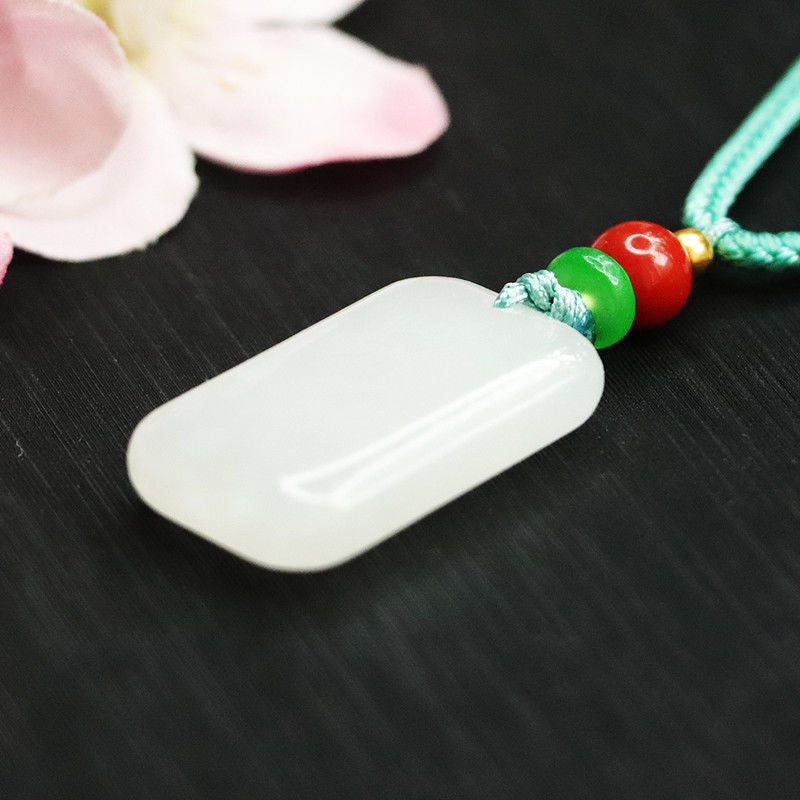 Elegant Hetian Jade Rectangle Pendant from the Fortune's Favor Collection