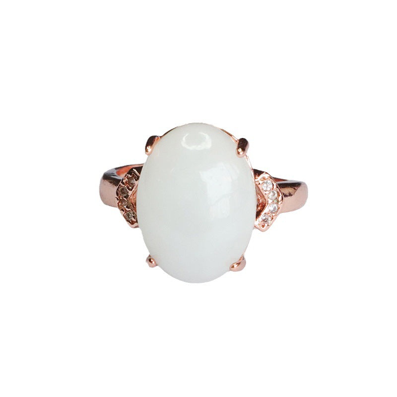 Oval White Jade Sterling Silver Ring from Fortune's Favor Collection