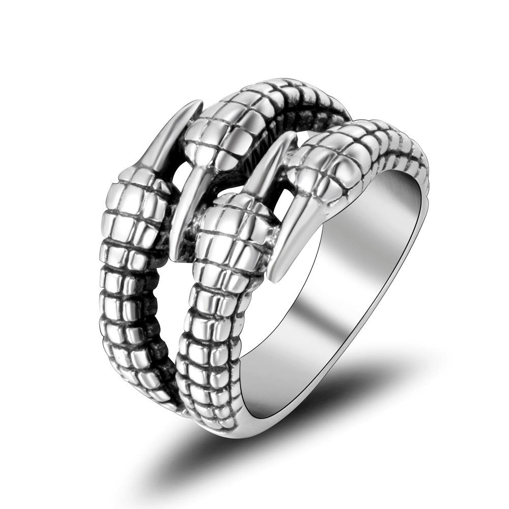 Titanium Steel Retro Dragon Claw Ring for Men - European and American Style