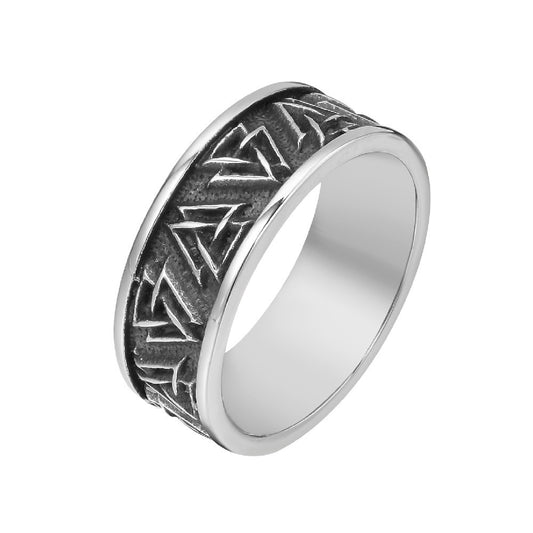 Vintage Viking Triangle Titanium Steel Ring for Men