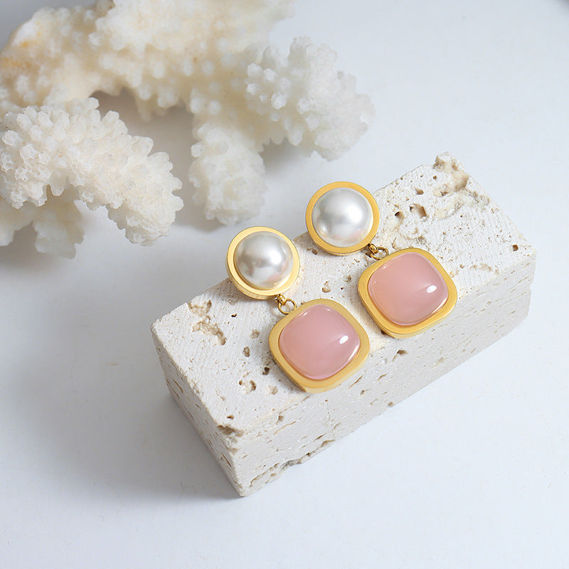 Pink Jade Earrings: Korean-Inspired Personalized Fashion Jewelry