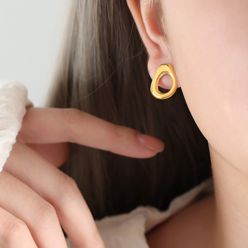 18K Gold Plated Geometric Water Droplet Earrings