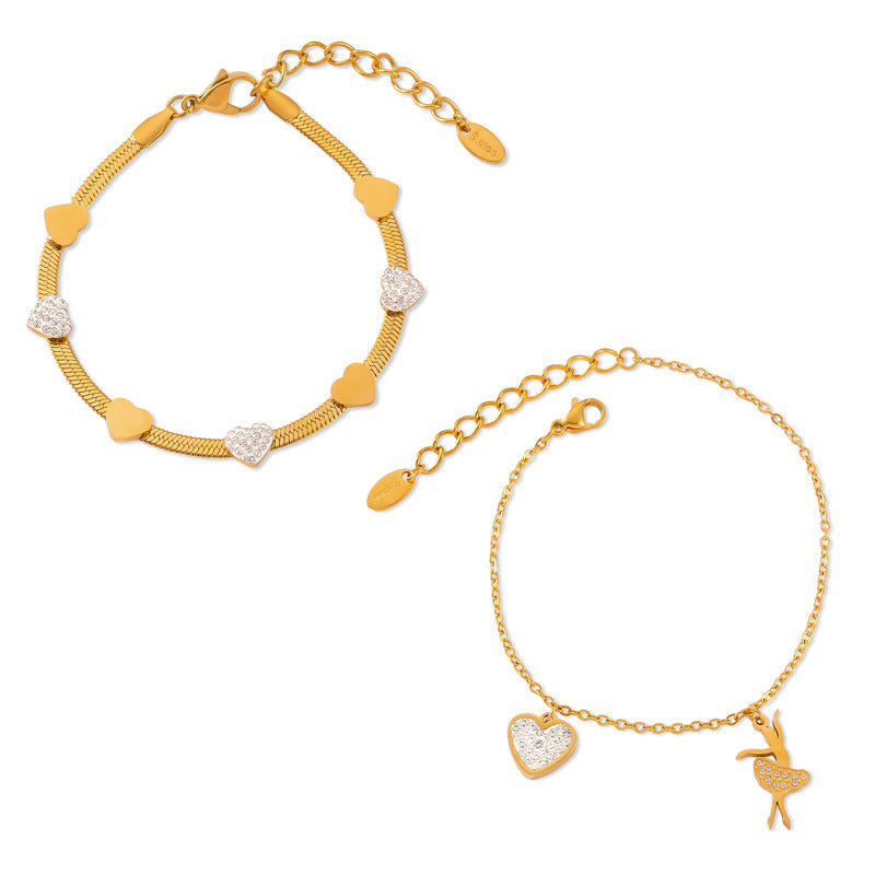 Golden Geometric Love Pendant Bracelet