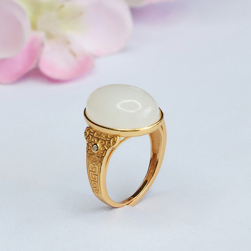 Icy White Jade Sterling Silver Ring from Planderful Collection