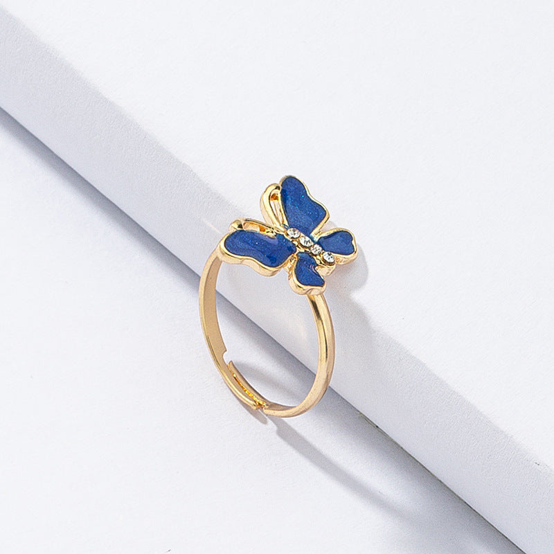 Japanese and Korean Inspired Butterfly Diamond Drop Ring - Vienna Verve Collection