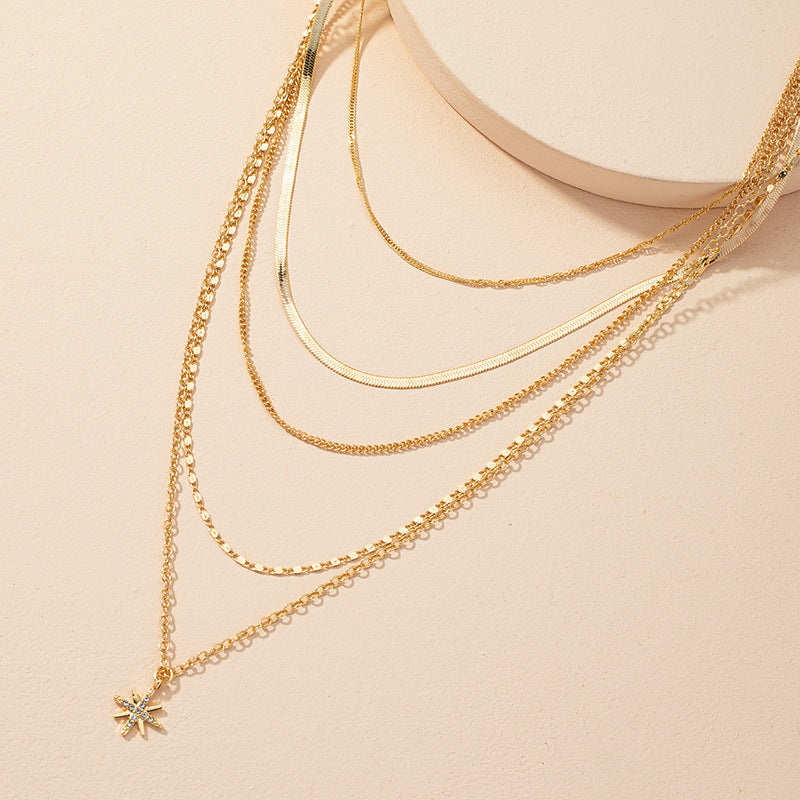 Stylish Eight-Pointed Star Necklace - Vienna Verve Collection