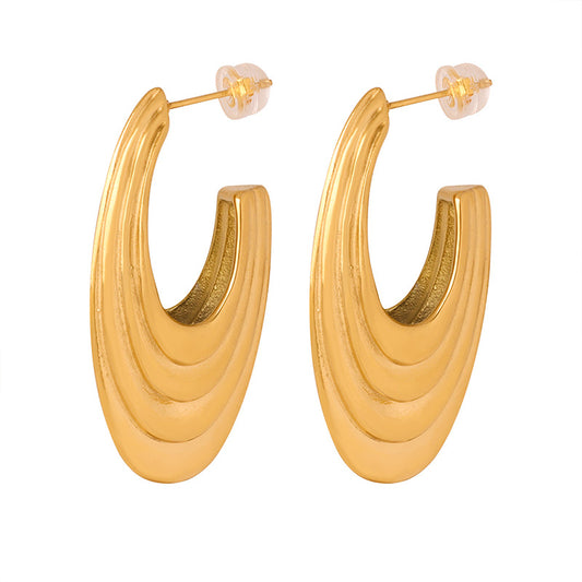 Golden Geometric Retro Earrings - Exquisite Titanium Steel Jewelry