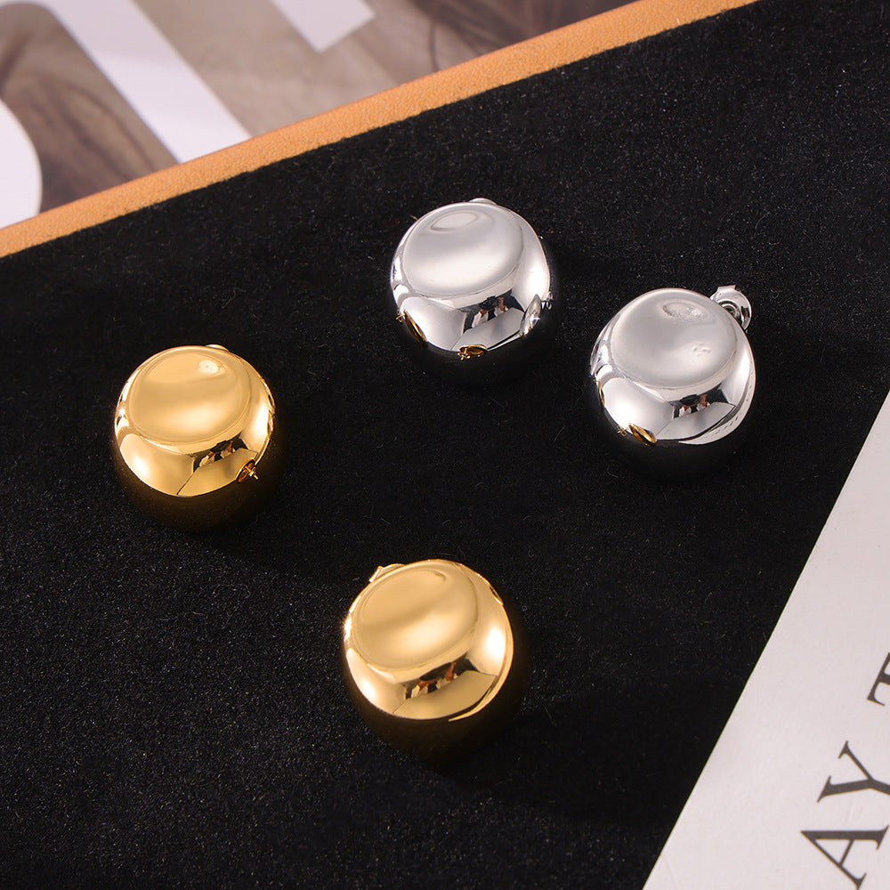 Three-Dimensional Titanium Gold-Plated Concave-Convex Earrings