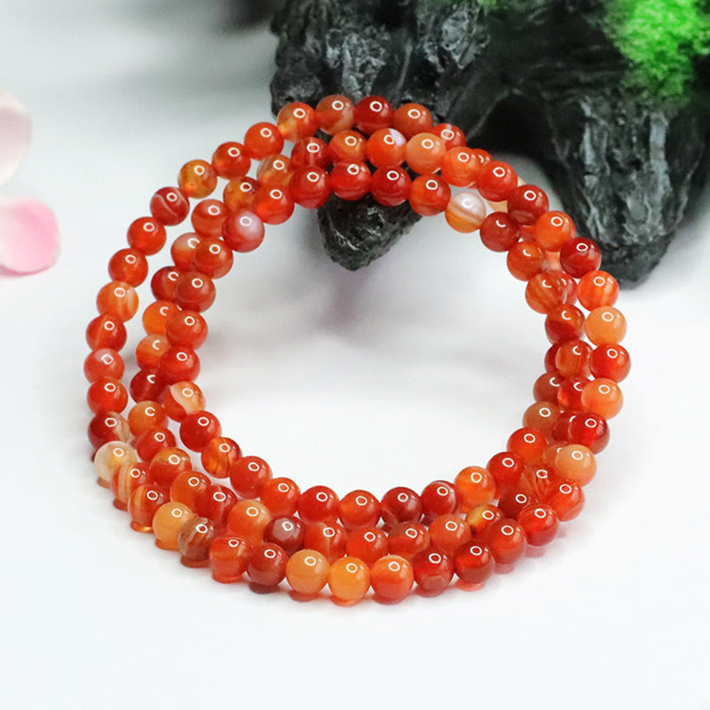 Silk Agate Buddha Beads Bracelet and Necklace Combination