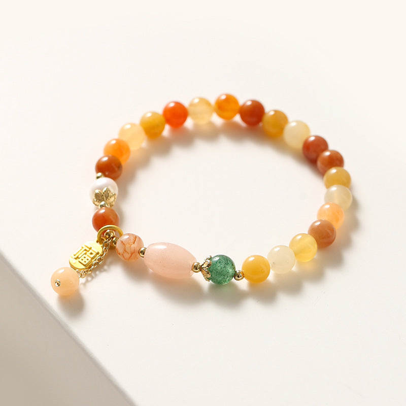 Fortune's Favor: Sterling Silver Jade Beaded Crystal Bracelet