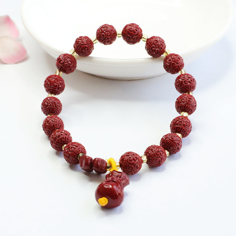 Fortune's Favor Sterling Silver Bracelet with Cinnabar Stone