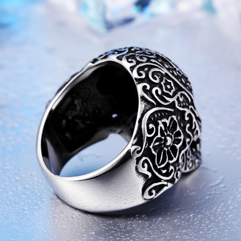 Men's Personalized Skull Ring in Titanium Steel - European and American Retro Jewelry Wholesale