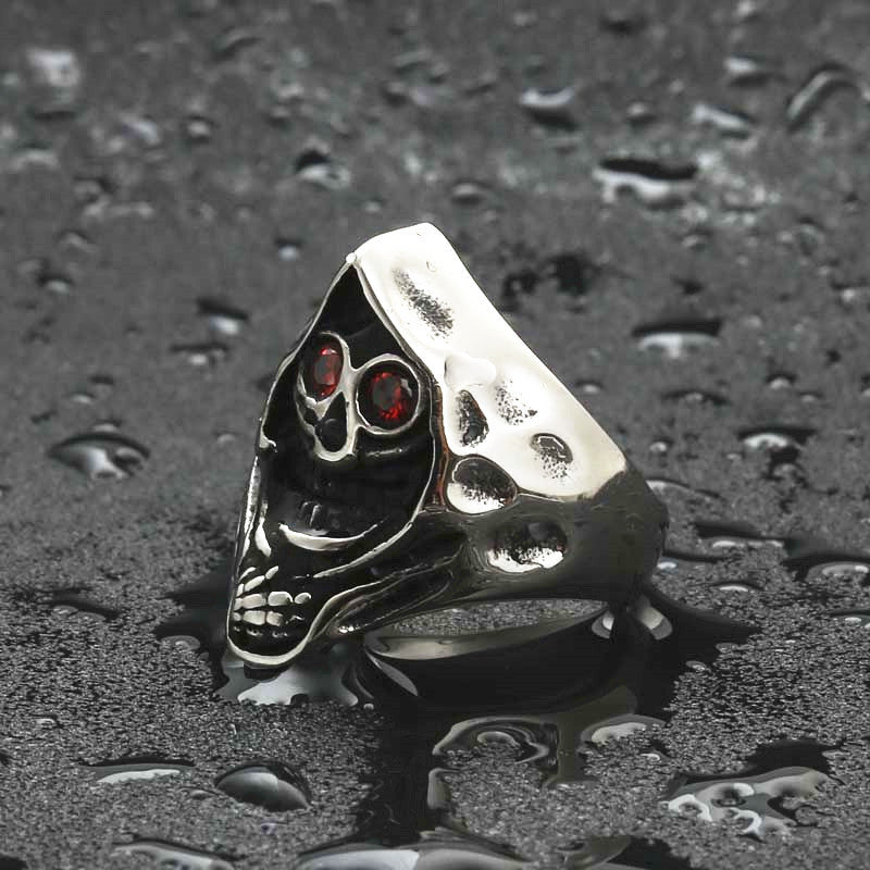 Titanium Steel Skull Ring - Retro Punk Rock Jewelry for Men