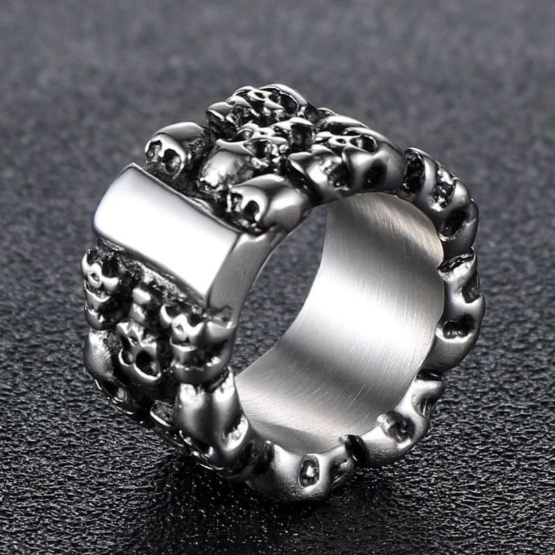 Titanium Steel Skull Ring for Men - Wholesale Nightclub Jewelry with Dominant Style