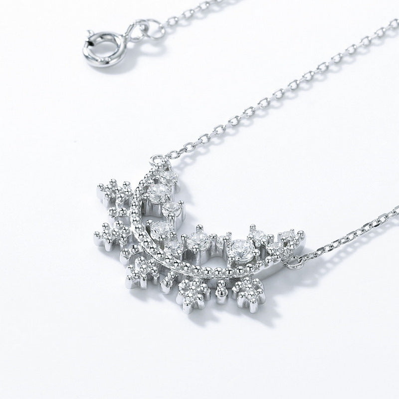 Zircon Snowflake Christmas Tree Sterling Silver Necklace