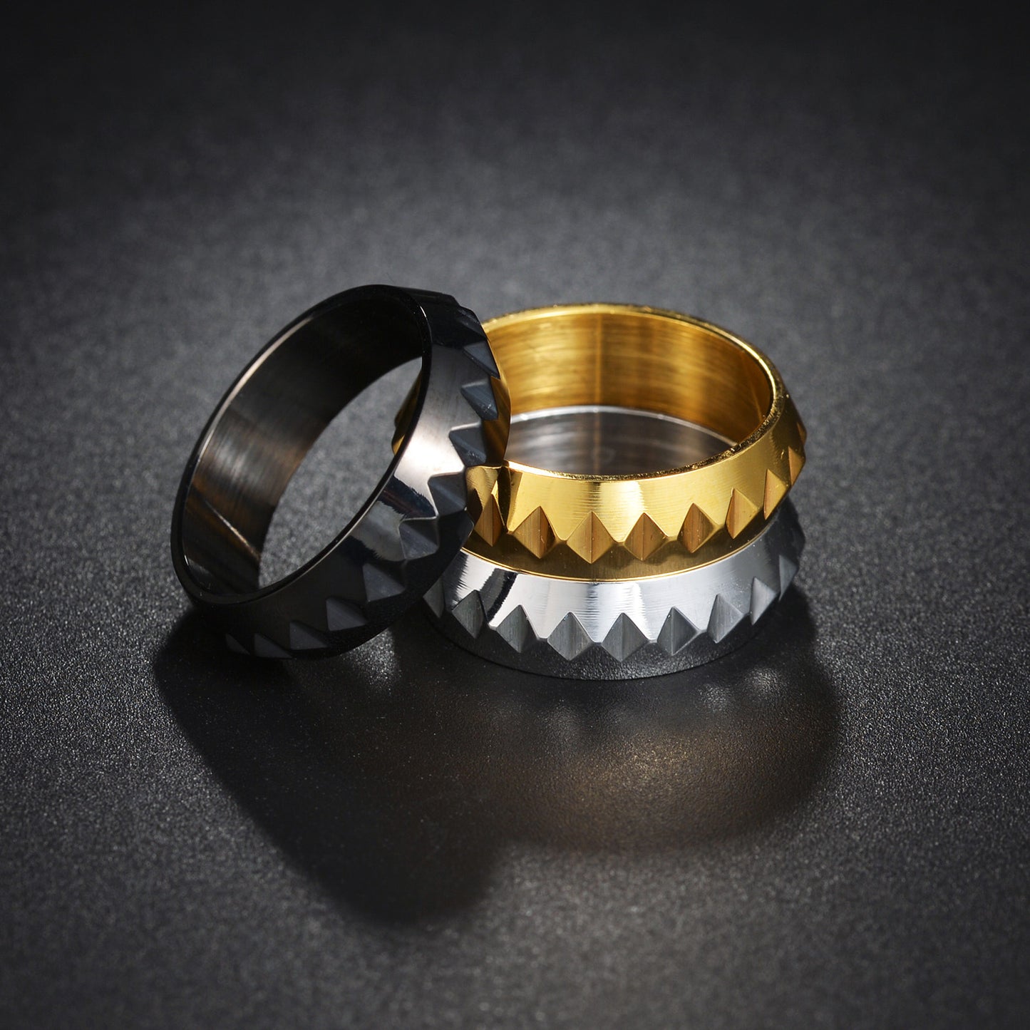 Trendy Titanium Steel Genie Ring Set - Unisex Punk Style Jewelry for Self-Defense