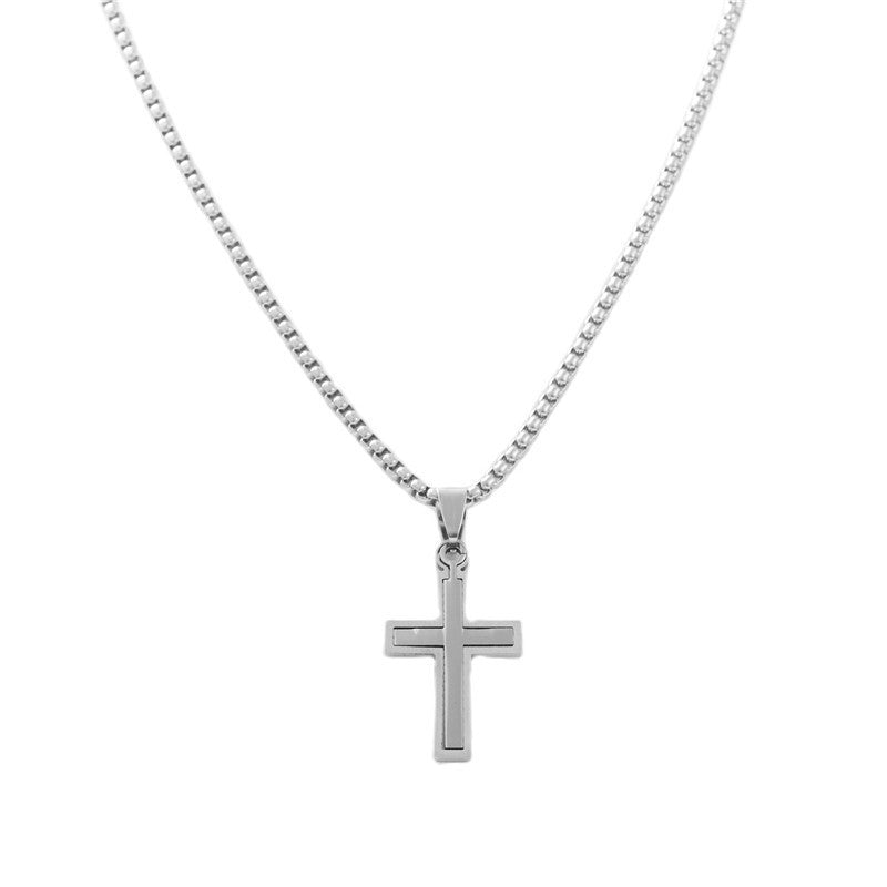 Personalized Retro Titanium Steel Cross Pendant Necklace for Men - Trendy Stainless Steel Design