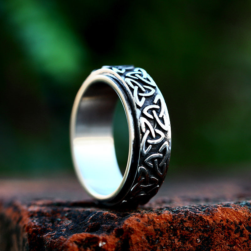 Nordic Vintage Viking Celtic Knot Titanium Steel Ring for Men - Stylish Rotating Stainless Steel Design