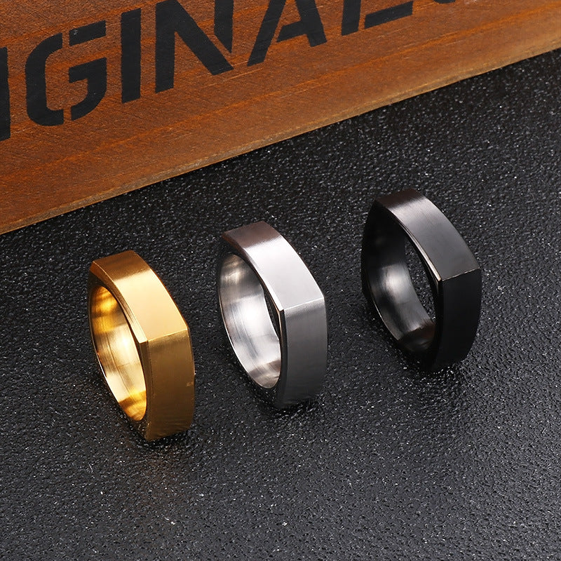 Sleek Matte Square Stainless Steel Men's Ring - Modern Brushed Design for Everyday Elegance