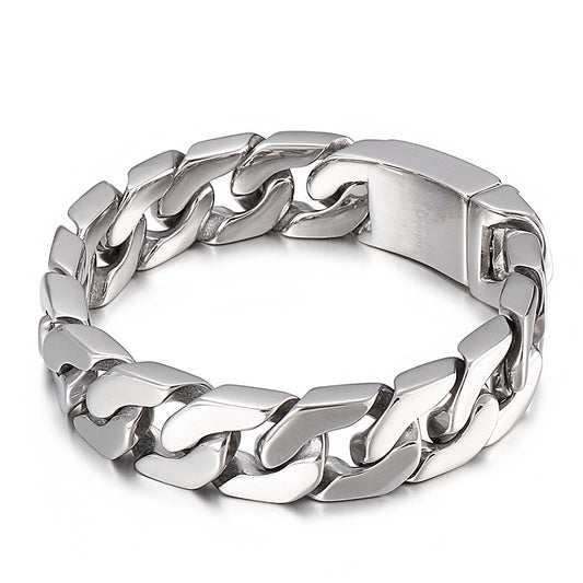 Trendy Stainless Steel Men's Cuban Chain Bracelet – Customizable Fashion Accessory