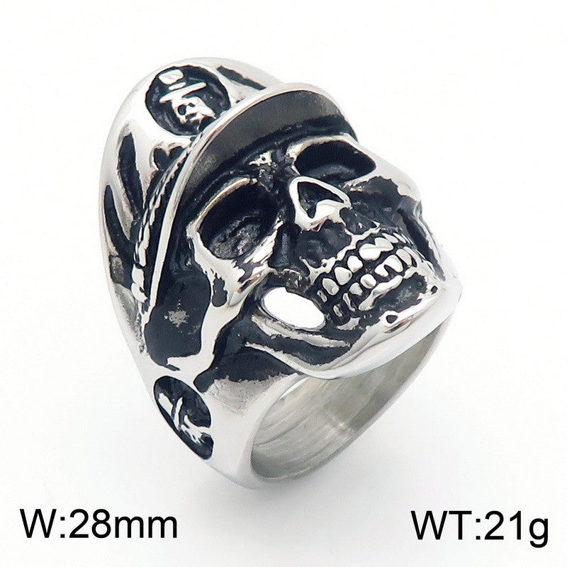 Punk Style Titanium Steel Skull Ring for Men - Retro Claw Design