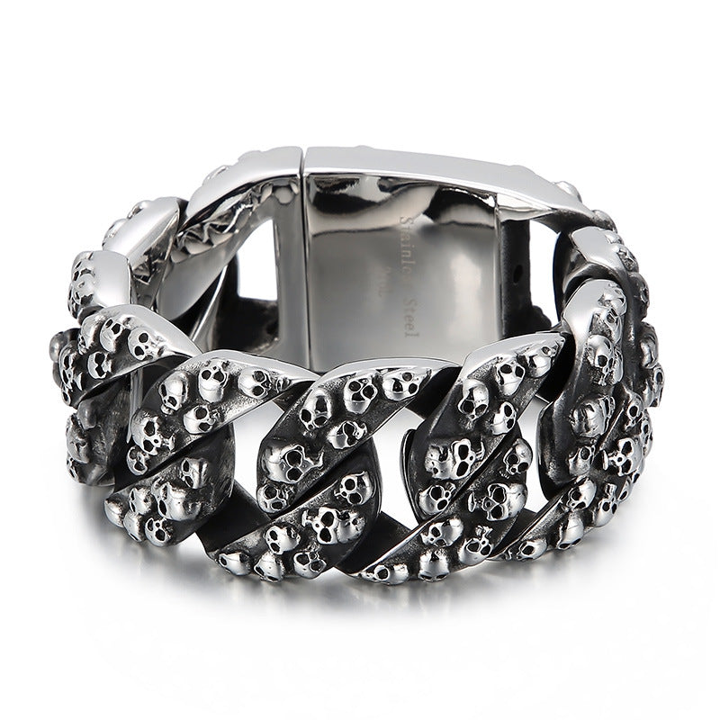 Vintage-Inspired Punk Skull Titanium Steel Men's Bracelet