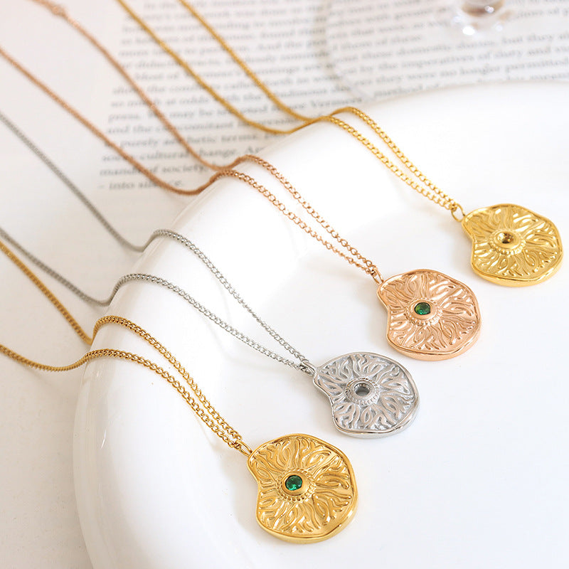 Eternal Love: Gold-Plated Stainless Steel Zircon Necklace