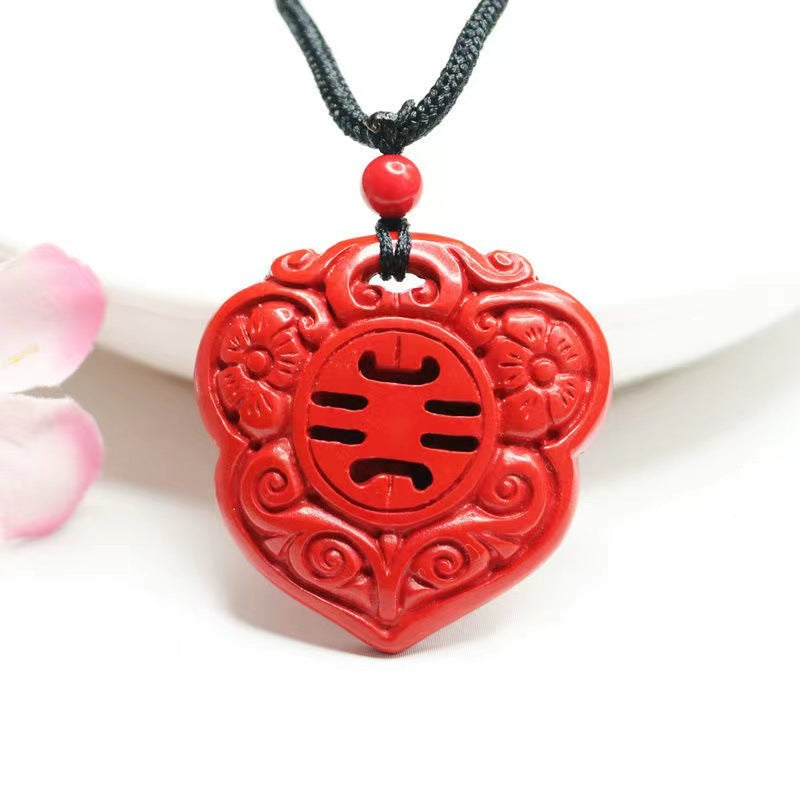 Vermilion Sand Flower Pendant with Cinnabar Stone