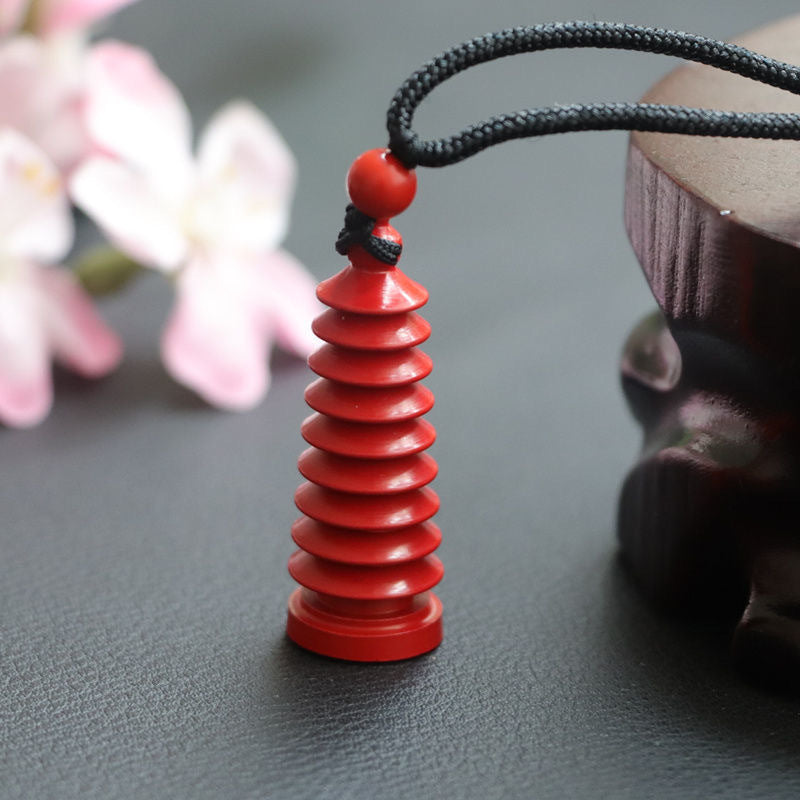 Red Sand Cinnabar Tower Pendant With Antique Sterling Silver ImVecorb