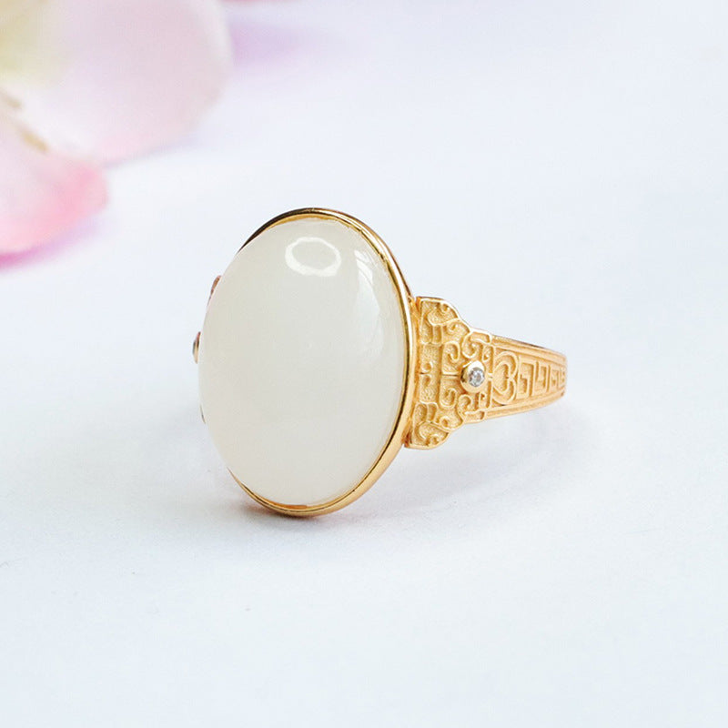 Icy White Jade Sterling Silver Ring from Planderful Collection