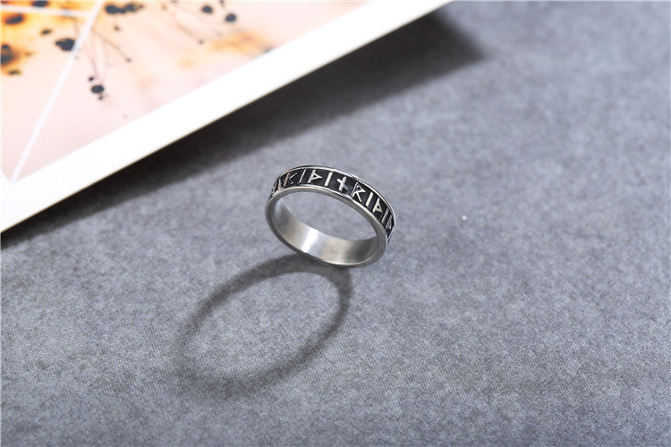 Vintage Viking Text Titanium Steel Ring for Men