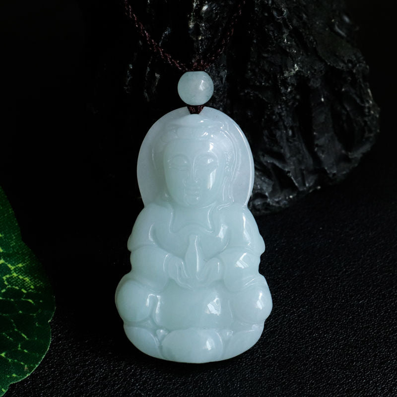 Authentic Natural Jade Pendant, Myanmar Jade Buddha Guanyin