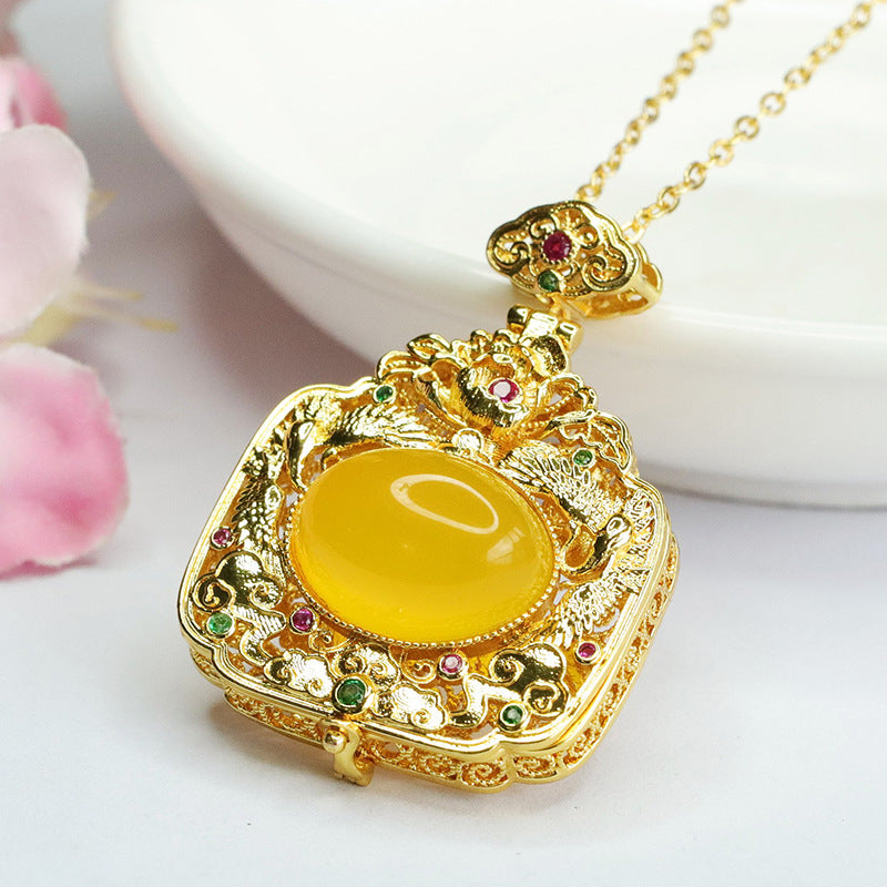 Phoenix Fragrance Yellow Chalcedony Sterling Silver Pendant