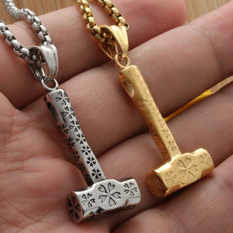 Titanium Steel Punk Hammer Pendant Necklace - Retro Trendy Men's Accessory