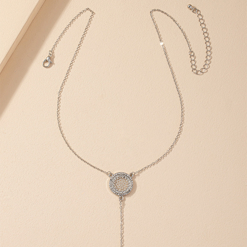 Dazzling Diamond Tag Necklace with Tassel Detail - Elegant European/American Jewelry Piece